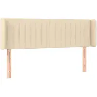 vidaXL Hoofdbord met randen 147x16x78/88 cm stof crèmekleurig