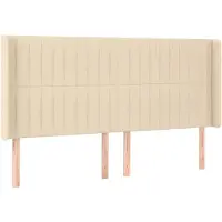 vidaXL Hoofdbord met randen 183x16x118/128 cm stof crèmekleurig