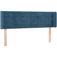 vidaXL Hoofdbord met randen 147x16x78/88 cm fluweel donkerblauw