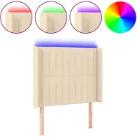 vidaXL Hoofdbord LED 103x16x118/128 cm stof crèmekleurig