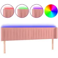 vidaXL Hoofdbord LED 163x16x78/88 cm fluweel roze