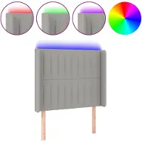 vidaXL Hoofdbord LED 103x16x118/128 cm stof lichtgrijs