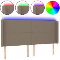vidaXL Hoofdbord LED 203x16x118/128 cm stof taupe