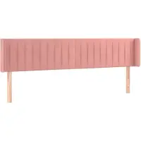 vidaXL Hoofdbord met randen 163x16x78/88 cm fluweel roze