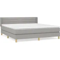 vidaXL Boxspring met matras stof lichtgrijs 180x200 cm