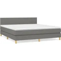 vidaXL Boxspring met matras stof donkergrijs 160x200 cm