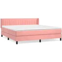 vidaXL Boxspring met matras fluweel roze 160x200 cm