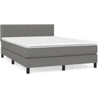 vidaXL Boxspring met matras stof donkergrijs 140x200 cm