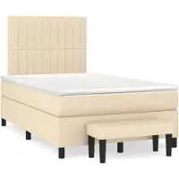 vidaXL Boxspring met matras stof crèmekleurig 120x200 cm
