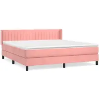 vidaXL Boxspring met matras fluweel roze 180x200 cm