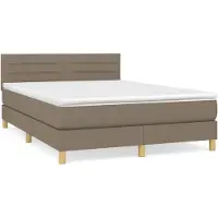 vidaXL Boxspring met matras stof taupe 140x200 cm