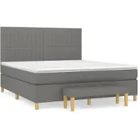 vidaXL Boxspring met matras stof donkergrijs 160x200 cm