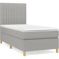 vidaXL Boxspring met matras stof lichtgrijs 100x200 cm