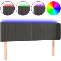 vidaXL Hoofdbord LED 147x16x78/88 cm fluweel donkergrijs