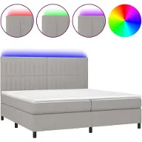 vidaXL Boxspring met matras en LED stof lichtgrijs 200x200 cm