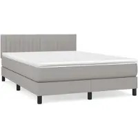 vidaXL Boxspring met matras stof lichtgrijs 140x200 cm