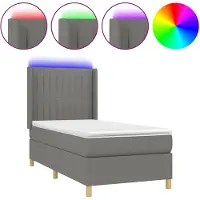 vidaXL Boxspring met matras en LED stof donkergrijs 80x200 cm