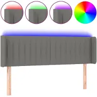 vidaXL Hoofdbord LED 147x16x78/88 cm stof donkergrijs