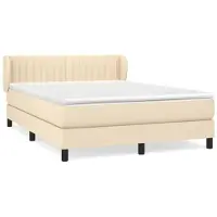 vidaXL Boxspring met matras stof crèmekleurig 140x200 cm