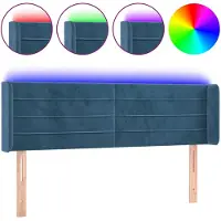 vidaXL Hoofdbord LED 147x16x78/88 cm fluweel donkerblauw