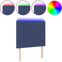vidaXL Hoofdbord LED 100x5x118/128 cm stof blauw