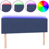 vidaXL Hoofdbord LED 144x5x78/88 cm stof blauw