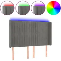 vidaXL Hoofdbord LED 147x16x118/128 cm fluweel lichtgrijs