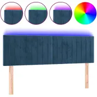vidaXL Hoofdbord LED 144x5x78/88 cm fluweel donkerblauw