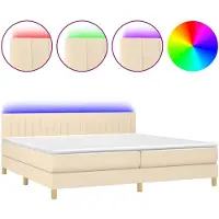 vidaXL Boxspring met matras en LED stof crèmekleurig 200x200 cm