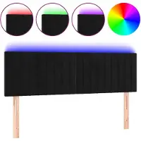 vidaXL Hoofdbord LED 144x5x78/88 cm fluweel zwart