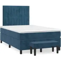 vidaXL Boxspring met matras fluweel donkerblauw 120x200 cm