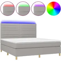 vidaXL Boxspring met matras en LED stof lichtgrijs 160x200 cm
