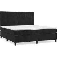 vidaXL Boxspring met matras fluweel zwart 180x200 cm