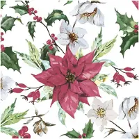 Merkloos Daisy kerst thema servetten - 40x - 33 cm - kerststerren - Feestservetten