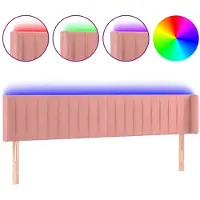vidaXL Hoofdbord LED 183x16x78/88 cm fluweel roze