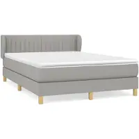 vidaXL Boxspring met matras stof lichtgrijs 140x200 cm