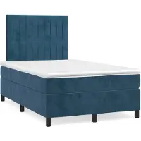 vidaXL Boxspring met matras fluweel donkerblauw 120x200 cm