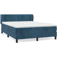 vidaXL Boxspring met matras fluweel donkerblauw 140x190 cm