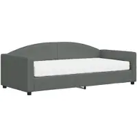 vidaXL Slaapbank met matras 90x190 cm stof donkergrijs