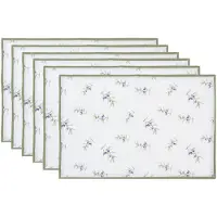 Clayre & Eef Placemats Set van 6 48x33 cm Wit Katoen Olijven Wit
