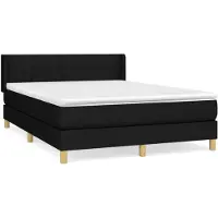 vidaXL Boxspring met matras stof zwart 140x190 cm