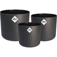 Elho B.for Soft Rond - Bloempotten voor Binnen - 100% Gerecycled Plastic - Set van 3 - Ø 14, 16, 18 cm - Antraciet