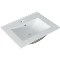 Saniclass Vygo Meubelwastafel - 81x2x46cm - overloop - 1 wasbak - 1 kraangat - keramiek - glans wit