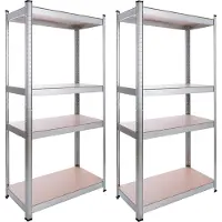 Arebos 2x Stellingkast - Opbergrek - 4 Planken - 320 kg Draagkracht -160x80x40 cm - Metaal/MDF - Zwart