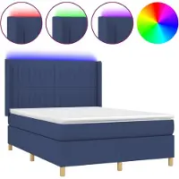 vidaXL Boxspring met matras en LED stof blauw 140x200 cm