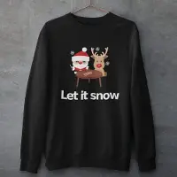 B&C Lekker Waus Foute Kersttrui Zwart - Let It Snow - Maat XL - Kerst Outfit Dames & Heren