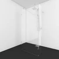 Van Rijn Vrijstaande douchewand helder glas met haakse wanden incl 2 stabilisatiestangen 200x150x50x50 cm