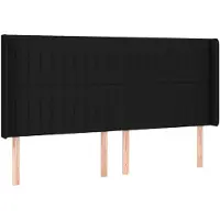 vidaXL Hoofdbord met randen 203x16x118/128 cm stof zwart