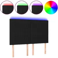 vidaXL Hoofdbord LED 144x5x118/128 cm stof zwart