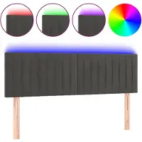 vidaXL Hoofdbord LED 144x5x78/88 cm fluweel donkergrijs